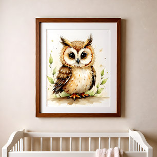 Uil-kinderkamer-muurkunst – Bos-babykamer  Poster