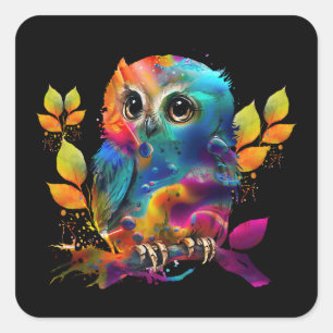 UIL KLEURRIJK ABSTRACT VIERKANTE STICKER