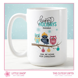 Uil komt met Kerstmis thuis Gepersonaliseerd Koffiemok