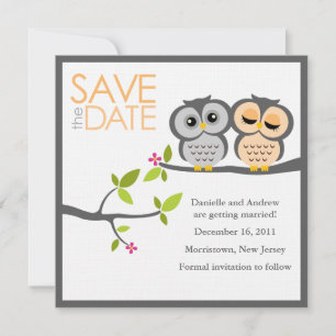 Uil Koppel Trouw Datum Bewaren Save The Date