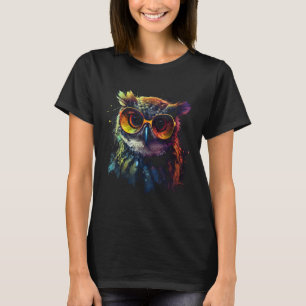 Uil Kunstwerk Dier Bril Kleurrijke Vogel Uil T-shirt