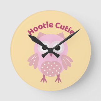 Uil Kutje Roze Uil Wandklok Ronde Klok