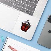 Uil Lantaarn Sticker - Rood (Laptop met iPhone)