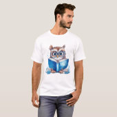 Uil Lees boek T-shirt (Voorkant volledig)