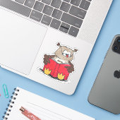 Uil leest sticker (Laptop met iPhone)