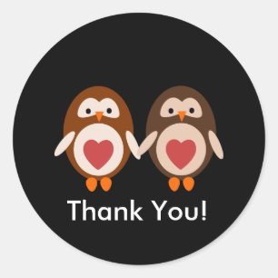 Uil liefde dank u sticker voor kaart