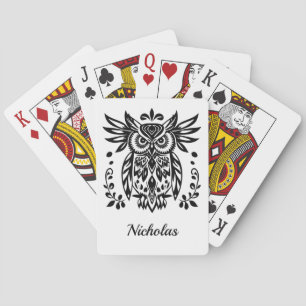 Uil Liefhebbers Rustieke Bossen Zwart Wit Bohemen Pokerkaarten