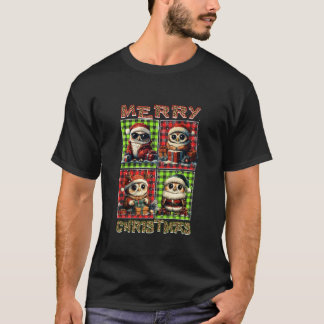 Uil Luipaard Buffalo Plaid Dieren Lover Merry Chri T-shirt