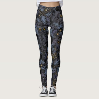 Uil lynx blad nacht ontwerp leggings