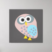 Uil mauve grijs blauw canvas afdruk (Voorkant)