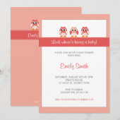 Uil Meisje Baby shower Uitnodiging (Voorkant / Achterkant)