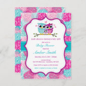 Uil Meisje Baby shower Uitnodiging (Voorkant / Achterkant)