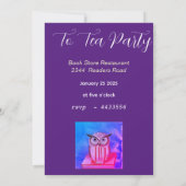 Uil met boeken - Tea Party uitnodiging (Achterkant)