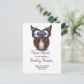 Uil met grote ogen Bewegende aankondiging Briefkaart (Staand voorkant)