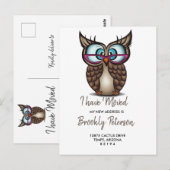 Uil met grote ogen Bewegende aankondiging Briefkaart (Voorkant / Achterkant)