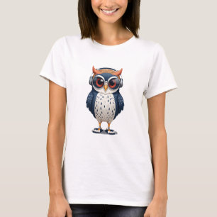 Uil met hoodie Grappig Cool Animal Character Art T-shirt