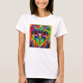 Uil met Kleurrijke Veren Quirky AI Art T-shirt (Voorkant)