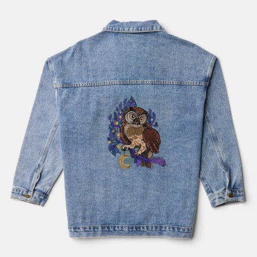 Uil met Maan, Nachtuil Denim Jacket (Achterkant)