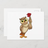 Uil met Roos Briefkaart (Voorkant / Achterkant)