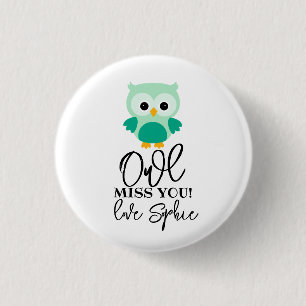 Uil mist je leraar groen ronde button 3,2 cm