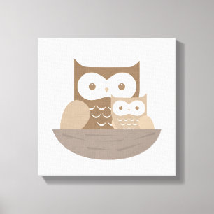 Uil moderne neutrale canvas kunst voor de kinderka