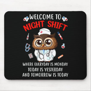 Uil Night Shift Grappige Verpleegster Rn LPN CNA v Muismat