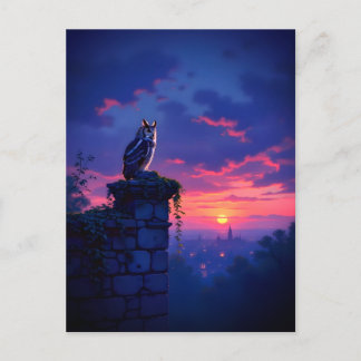 Uil op dak van Sunset City Briefkaart