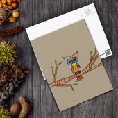 Uil op een Branch Briefkaart