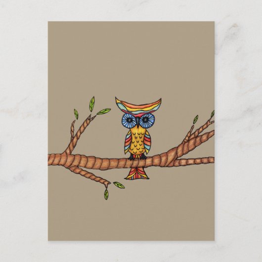Uil op een Branch Briefkaart (Voorkant)
