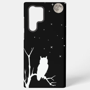 Uil op een ledemaat met maan & sterren samsung galaxy hoesje