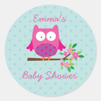 Uil op een tak gepersonaliseerde Sticker voor meis