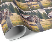 Uil op hek post cadeaupapier (Rol Hoek)