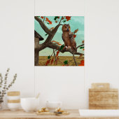 Uil op herfst esdoorn boom ontwerp - Amazing Bird Poster (Keuken)