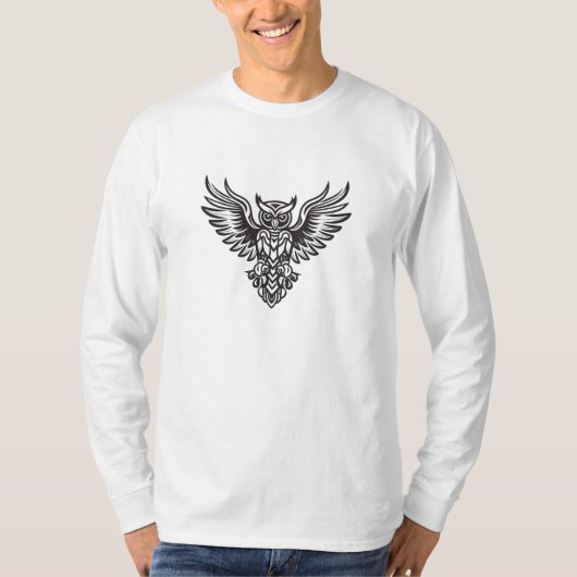Uil op Ornament stijl grafisch T-shirt (Voorkant)