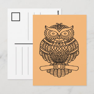 Uil (oranje) - Ansichtkaart Briefkaart