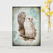 uil paar Wenskaart Kaart (Gele Bloem)