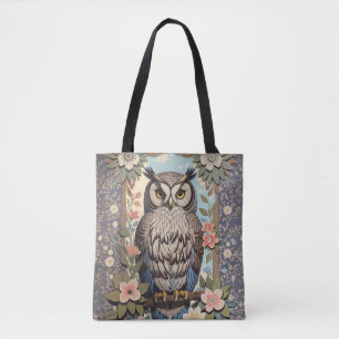 Uil Pastel Floral William Morris geïnspireerd Draagtas