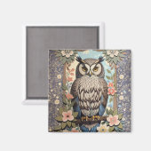 Uil Pastel Floral William Morris geïnspireerd Magneet (Voorkant / Achterkant)