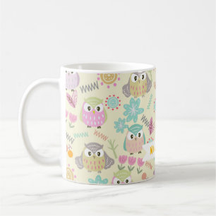 Uil pastel geel koffiemok
