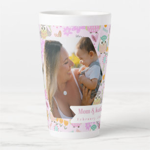 Uil Pastel Roze Foto Latte Mok