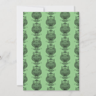 Uil (patroon groen) - Wenskaart Feestdagenkaart