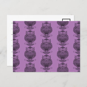 Uil (patroon paarse) - Briefkaart
