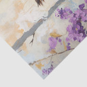 Uil Perched Purple Flowers Schilderij Decoupage Tissuepapier (Detail)