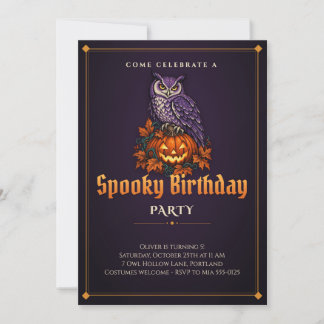 Uil Pompoen Griezelige Halloween Verjaardagsuitnod Kaart