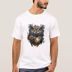 Uil Portret Dier Schilderen Wildlife Outdoors Art T-shirt