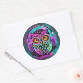 Uil - psychedelisch ronde sticker (Envelop)
