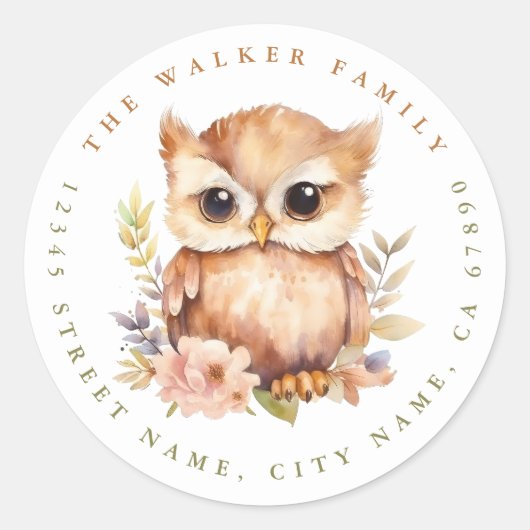 Uil ronde Stickers (Voorkant)