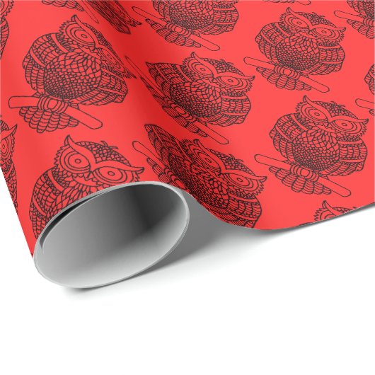 Uil (rood) - Inpakpapier (Rol Hoek)