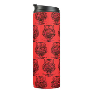 Uil (rood) - Thermische tumbler Thermosbeker