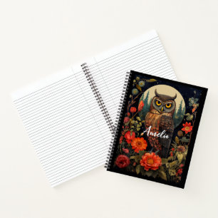 Uil 's nachts bij volle maan notitieboek